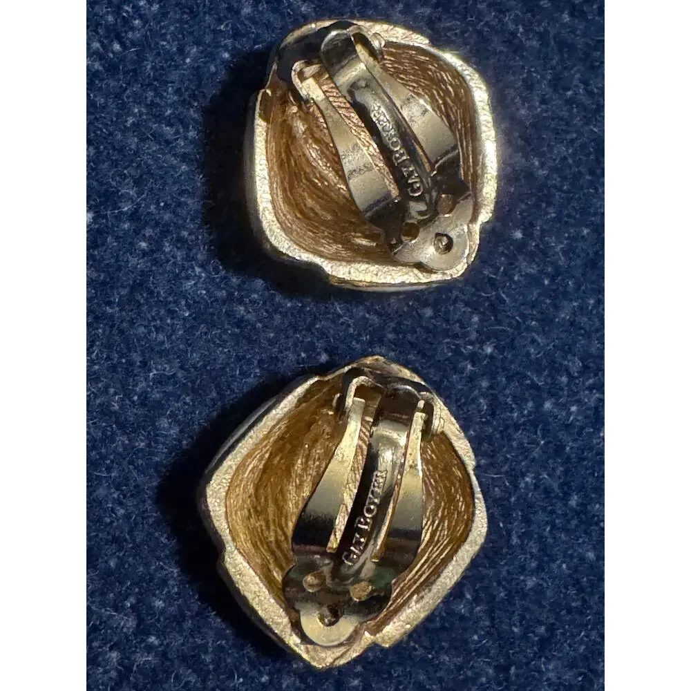 Vintage Gay Boyer White Enamel Clip On Earrings